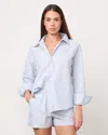 Monrow Stripe Poplin Oversized Shirt In Blue/ Yellow Stripes