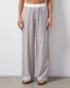 Monrow Stripe Poplin Pant In Pecan Stripe