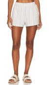 Monrow Stripe Pull On Short In Ivory