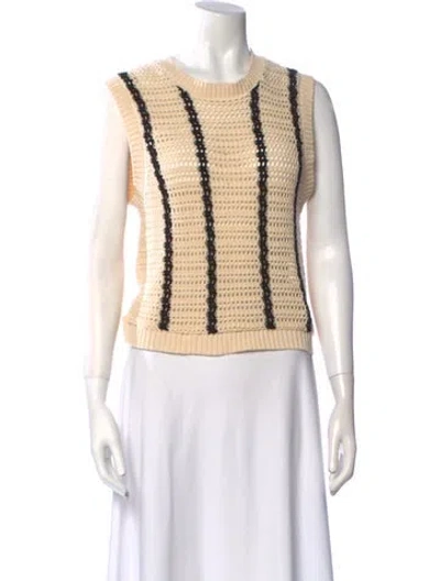 Pre-owned Monrow Striped Crew Neck Sweater In Neutral