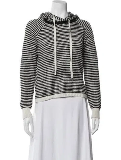 Pre-owned Monrow Striped Crew Neck Sweater In White