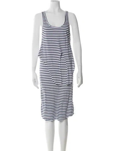 Pre-owned Monrow Striped Midi Length Dress W/ Tags In Blue