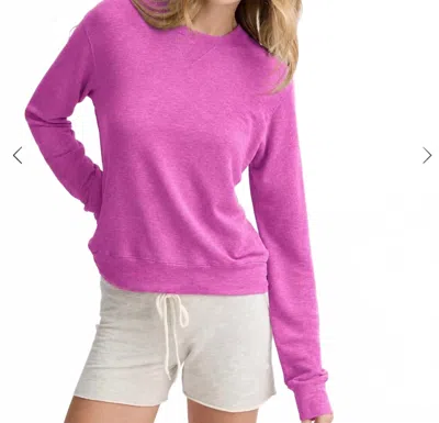 Monrow Supersoft Crew Neck Sweatshirt In Pink In Purple