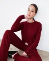 Monrow Supersoft Crew Neck Sweatshirt In Ruby
