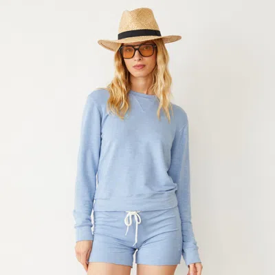 Monrow Supersoft Crew Neck Sweatshirt In Soft Blue