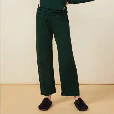 Monrow Supersoft Crop Straight Leg Sweat In Green