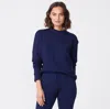 Monrow Supersoft Fleece Boyfriend Sweatshirt In Navy
