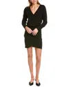 Monrow Supersoft Fleece Cross Over V Mini Dress In Black