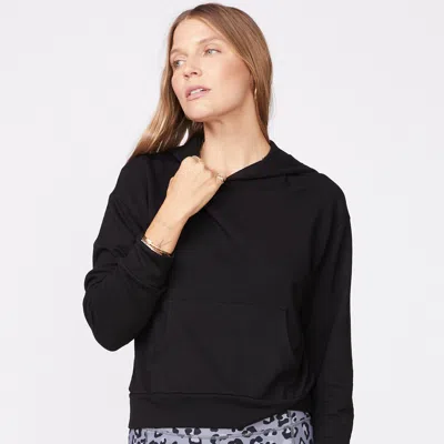 Monrow Supersoft Fleece Girlfriend Pullover In Black
