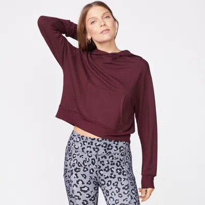 Monrow Supersoft Fleece Girlfriend Pullover In Merlot