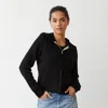 Monrow Supersoft Fleece Zip Up Hoody In Black