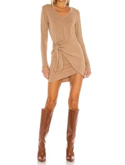 Monrow Supersoft Long Sleeve Dress In Latte In Brown