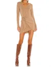 Monrow Supersoft Long Sleeve Dress In Latte In Multi