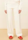 Monrow Supersoft Open Knit Flare Pants In Ivory