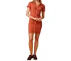 MONROW SUPERSOFT POLO SHIRT DRESS IN FADED RUST