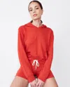 Monrow Supersoft Pullover Hoody In Flare Red