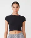 Monrow Fitted Cap Sleeve Tee In Faded Black