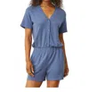 Monrow Supersoft Romper In True Navy In Blue