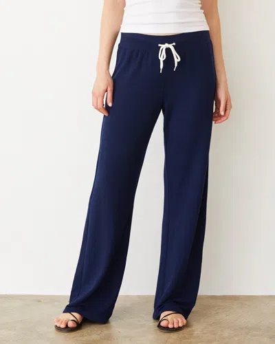 Monrow Supersoft Straight Leg Vintage Sweat In Navy