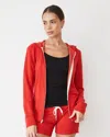 Monrow Supersoft Zip Up Hoody In Flare Red