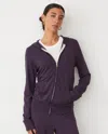 Monrow Supersoft Zip Up Hoody In Midnight Plum