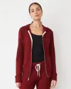 Monrow Supersoft Zip Up Hoody In Ruby
