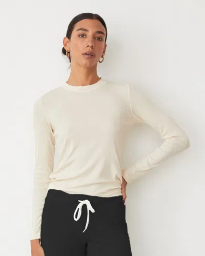 Monrow Supimafine Rib Long Sleeve Crew In Off White