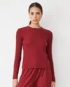 Monrow Supimafine Rib Long Sleeve Crew In Ruby