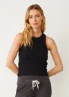 Monrow Supimaluxe Rib High Neck Tank In Black