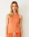 Monrow Supimaluxe Rib High Neck Tank In Rust Orange