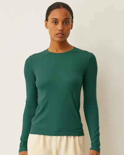 Monrow Supimaluxe Rib Long Sleeve Crew In Evergreen