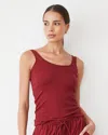Monrow Supimaluxe Rib Scoop Neck Tank In Ruby