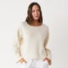 Monrow Teddy Fleece Boat Neck Sweatshirt In Off White