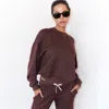 Monrow Teddy Fleece Crew Neck Sweatshirt In Dark Oak