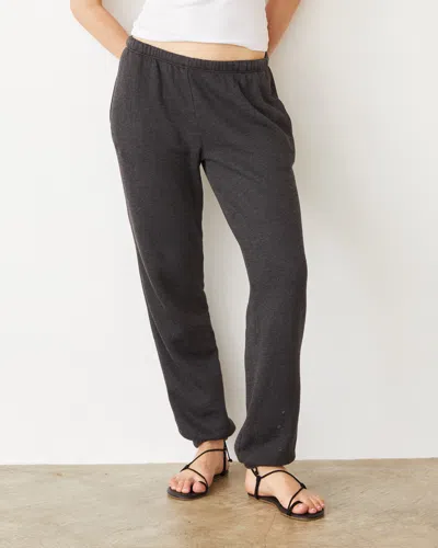 Monrow Teddy Fleece Relaxed Sweat In Faded Black