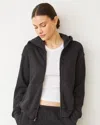 Monrow Teddy Fleece Relaxed Zip Up Hoody In Faded Black