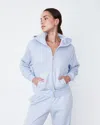 Monrow Teddy Fleece Relaxed Zip Up Hoody In Icey Lilac