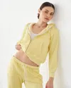 Monrow Teddy Fleece Relaxed Zip Up Hoody In Lemon