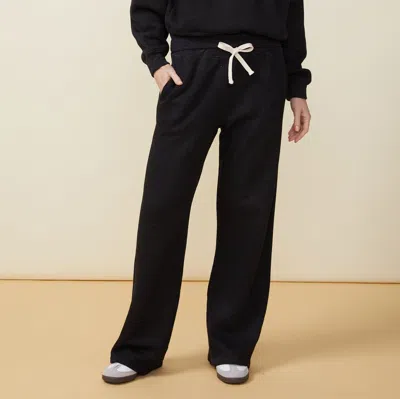Monrow Teddy Fleece Straight Leg Sweat In Black
