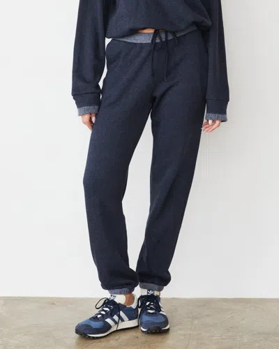 Monrow Teddy Fleece Sweat In Dark Navy