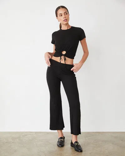 Monrow Tencel Rib Kick Flare In Black