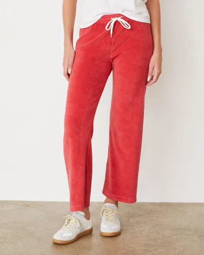 Monrow Terry Cloth Crop Pant In Cherry