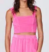 MONROW TERRY CLOTH CROPPED TANK IN ROSE BUD