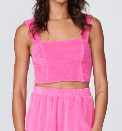 Monrow Terry Cloth Cropped Tank In Rose Bud In Pink