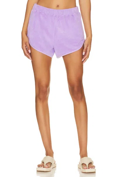 Monrow Terry Cloth Dolphin Shorts In Lavendula In Multi