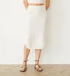 Monrow Terry Cloth Midi Skirt In Pearl
