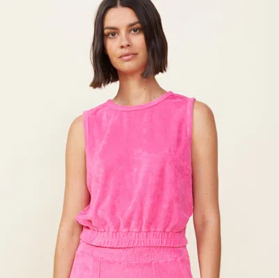 Monrow Terry Cloth Tank In Rose Bud