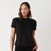 Monrow Textured Tri-blend Basic Crew Neck Tee In Black