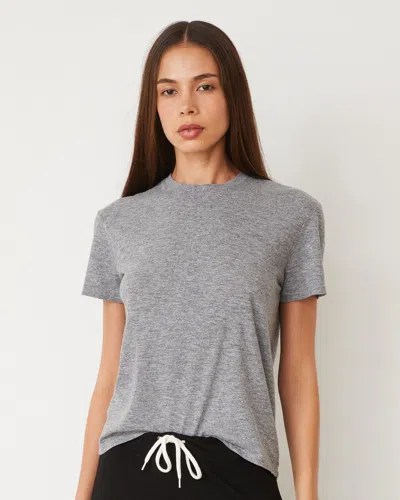 Monrow Textured Tri-blend Basic Crew Neck Tee In Granite