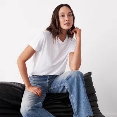 Monrow Womens Solid Vintage T-shirt In White